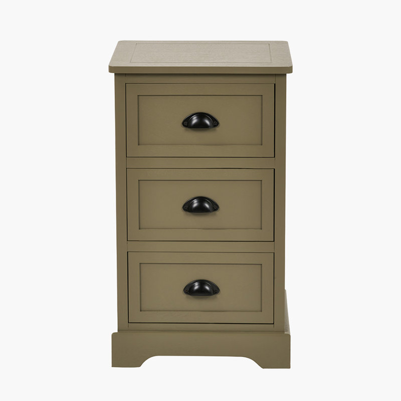 41 cm W Chest of 3 Drawers, Olive Green/Black