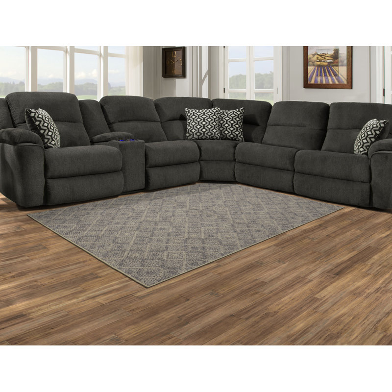 Tapis gris touffeté à motif abstrait Byrum, Rectangle 6 pi x 9 pi