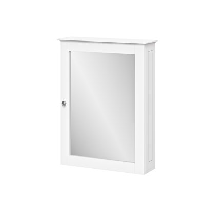 RiverRidge Ashland Single Door Bathroom and Laundry Wall Mount Storage Medicine Cabinet with Mirror - White