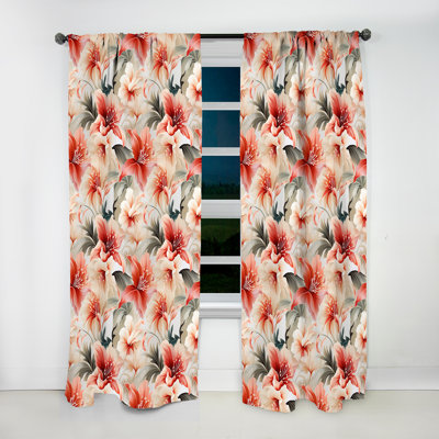 Motif tropical délicat neutre II - Rideau floral - Velours obscurcissant - 1 panneau