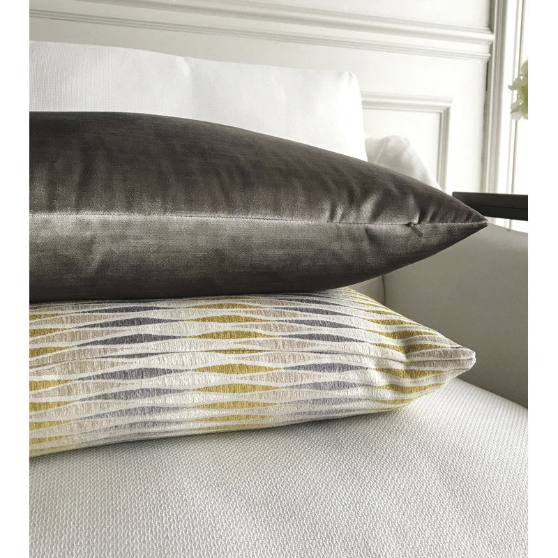 Boutique Square Pillow Cover & Insert, Yellow/Gray/Beige