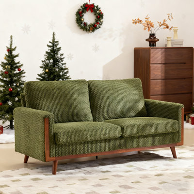 Modern Farmhouse Velvet Upholstery Loveseat With Solid Wood Frame Compact 2-Seater Couch For Small Space by Ophelia & Co.