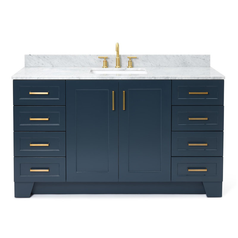 ARIEL TAYLOR 61 IN SINGLE RECTANGLE SINK VANITY, Midnight Blue, 61", Rectangular