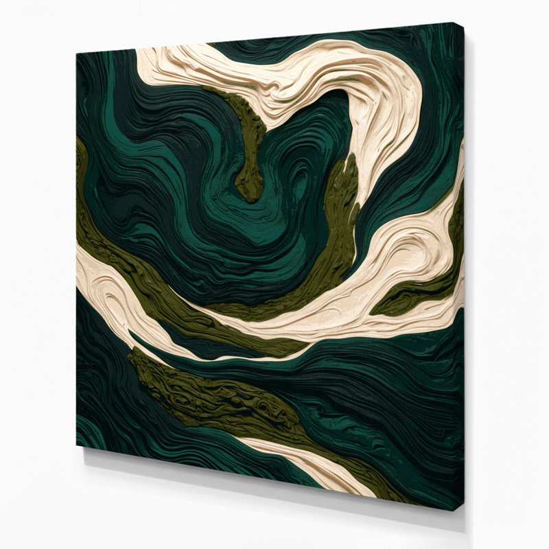 «Abstract Landscape 48», art mural sur toile verte, H 12 po x l 12 po