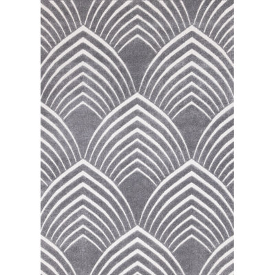 Jarrow Grey White Contemporary Area Rug