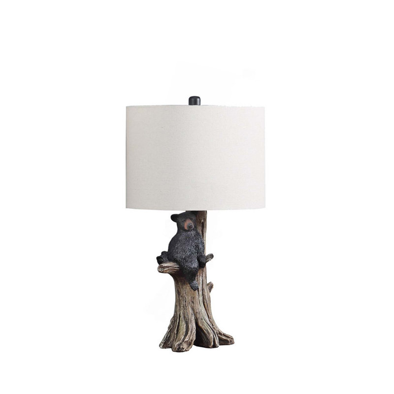 Lampe de table en polyrésine 24,75 po Ours noir sur arbre
