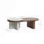 47.2'' Modern Travertine-Style Coffee Table, Oval Walnut Finish Geometric Coffee Table
