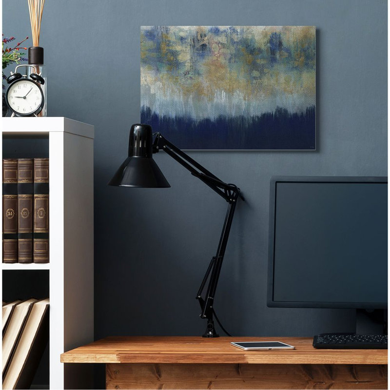 «Abstract Gold Blue», reproduction d'art, H 24 po x l 30 po x P 1,5 po, Toile tendue