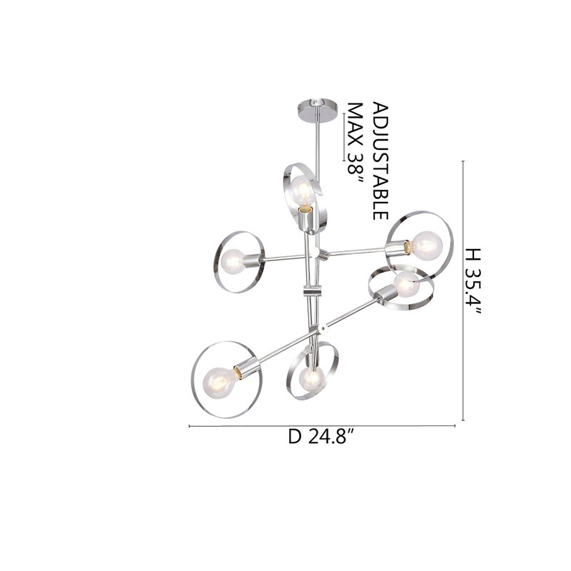 Fordwich 6 - Light Chrome Chandelier, Chrome
