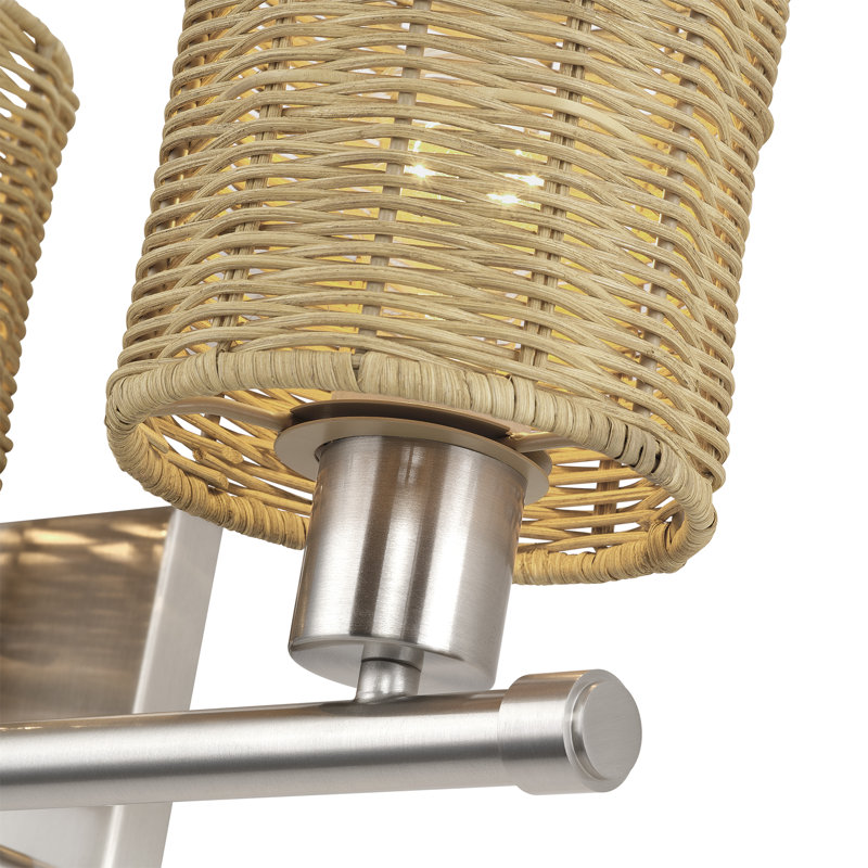 Weavington 3 Light Brushed Nickel Vanity Sconce, Brushed Nickel, 9.5"H x 23.5"W x 7"D, 3 Lights