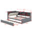 Lit plateforme double avec lit gigogne, tablettes et tête de lit-869368592
