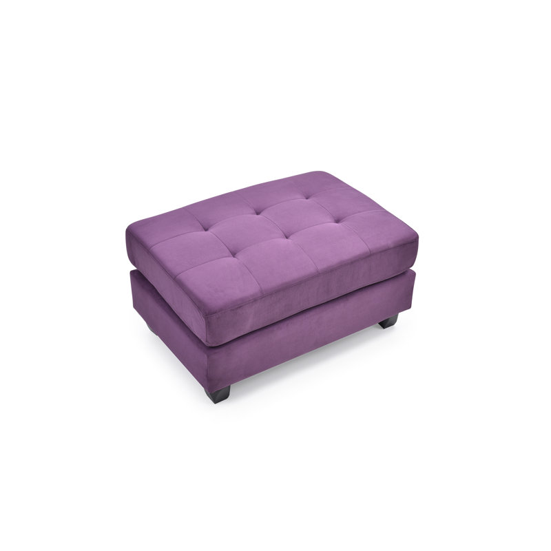 Liskeard Bella Tufted Rectangle Standard Ottoman, Purple Microsuede
