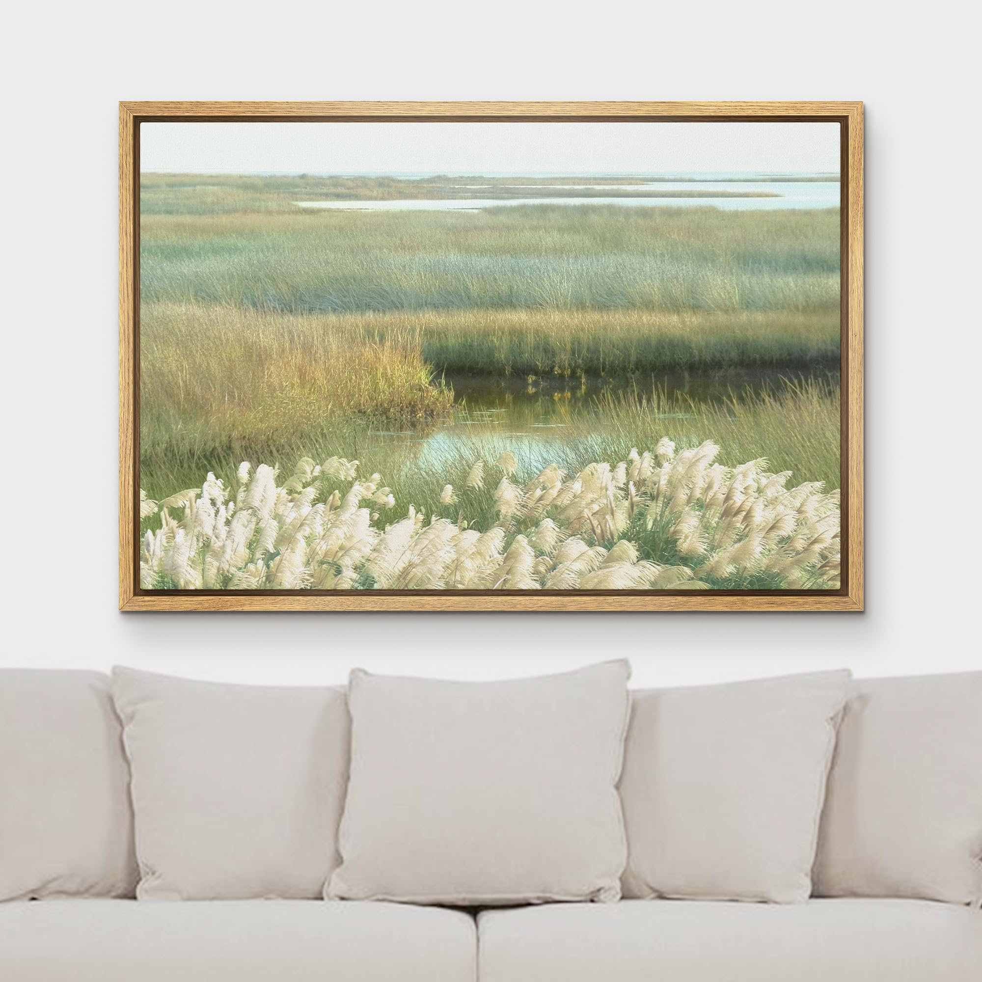 IDEA4WALL Rustic Countryside Tranquil Marshland Soft Pastel Green Grass ...