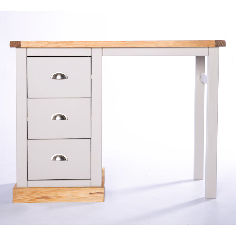 Woodmore Dressing Table with Mirror, Grey/Brown/Chrome