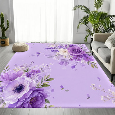 Tapis floral rétro, motif botanique, tapis antidérapant, décoration intérieure artistique pour salon, chambre à coucher, entrée, cuisine, balcon, appartement