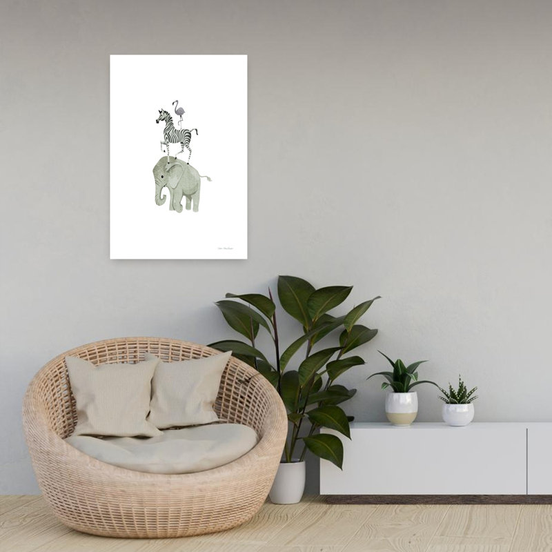 Art contemporain éléphant zébré contemporain, H 24 po x l 16 po