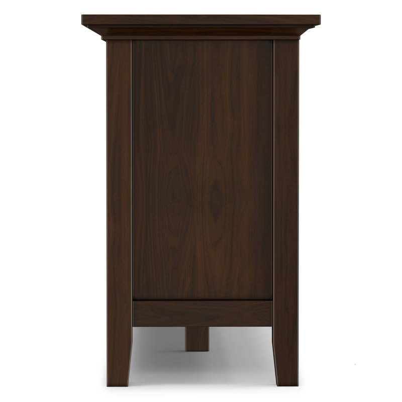 Redmond 72"W Solid Wood Transitional TV Stand for TVs up to 80" with 2 Cabinets, 2 Drawers, and Open Shelves, Brunette Brown