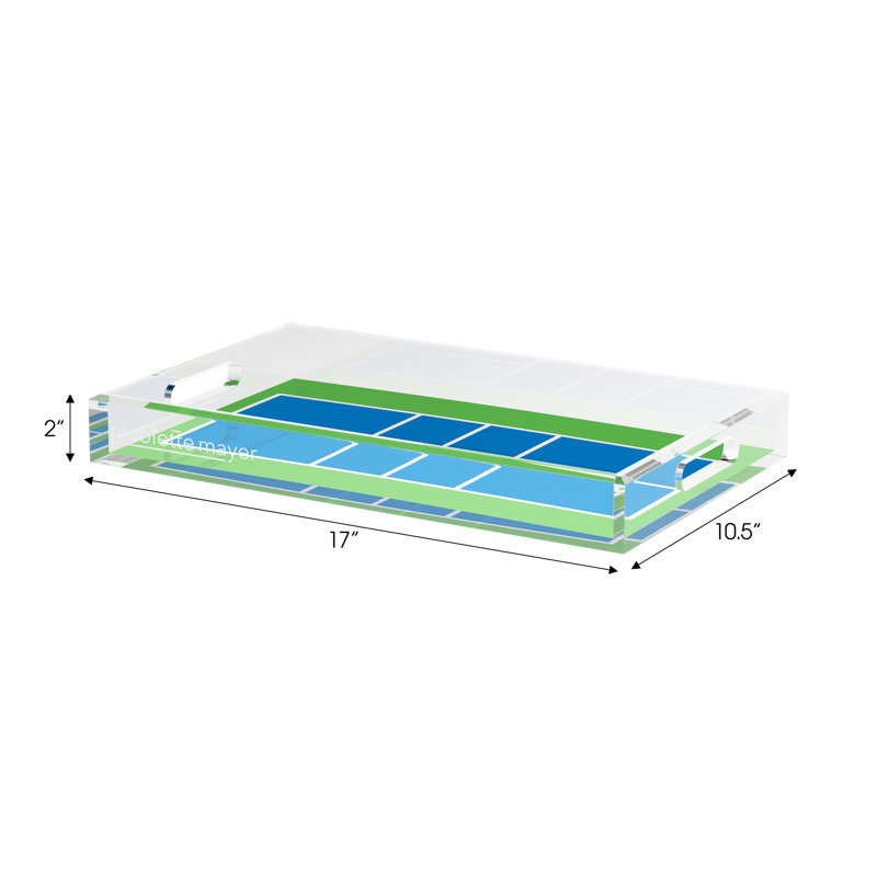 Decorative Tray, 2" H x 17" W x 10.5" D, Blue/Green