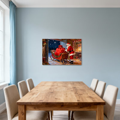 Christmas Santa Claus Pulling Sleigh With Gifts
