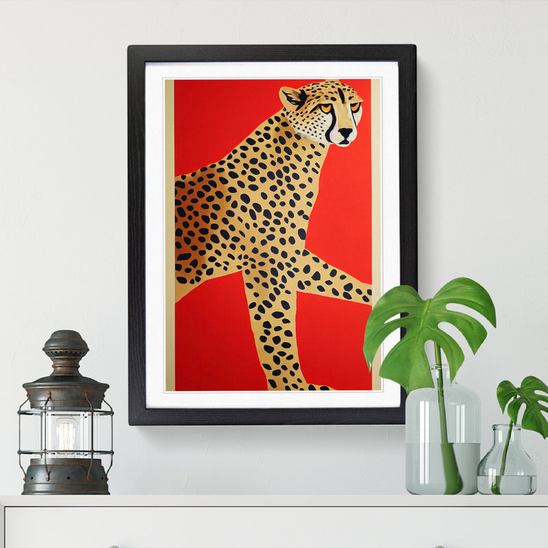 Arife Retro Cheetah Art - Wall Art, Black, 64cm H x 46cm W x 2cm D