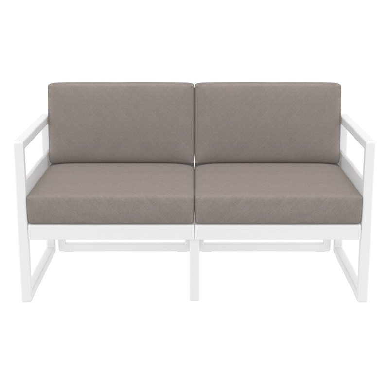 Causeuse d'extérieur Lane avec coussins Sunbrella, Toile taupe Sunbrella®, Blanc