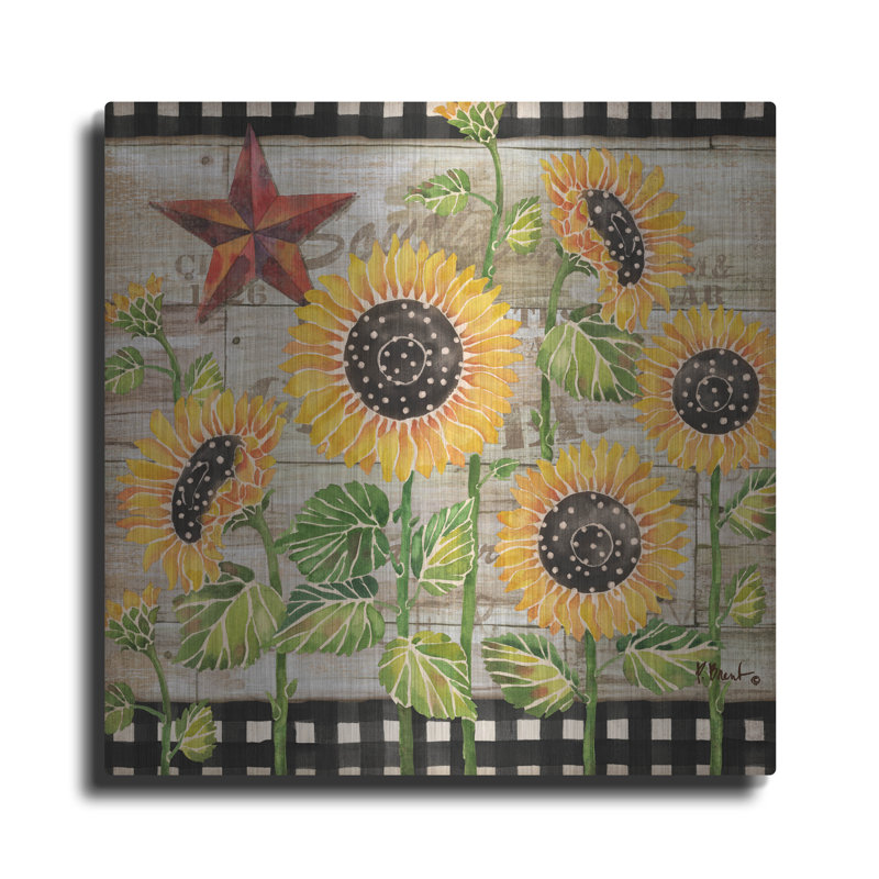 «Farmhouse Sunflowers» par Paul Brent, H 36 po x l 36 po