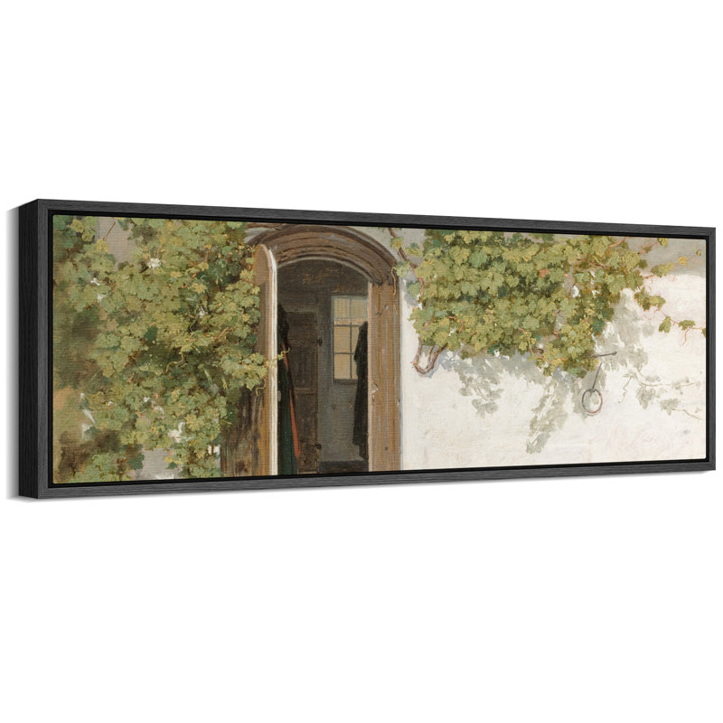 Méditerranée, paysage de vignes encadré sur toile, H 20 po x l 60 po, Noir, noir, noir, noir