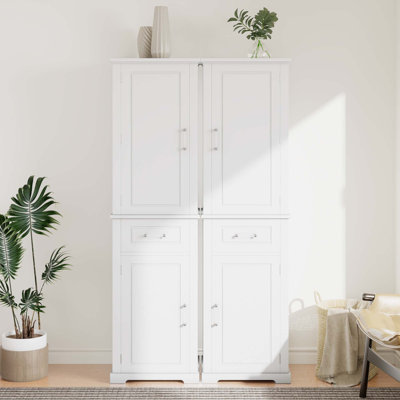 Tall Bathroom Storage Cabinet With Different Size Doors And Adjustable Shelf