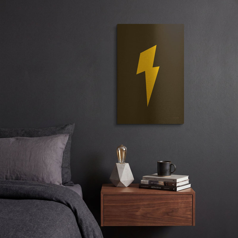 «Lightning» par Ann Kelle, art mural en métal doré, 12 po x 16 po, 12 po x 16 po