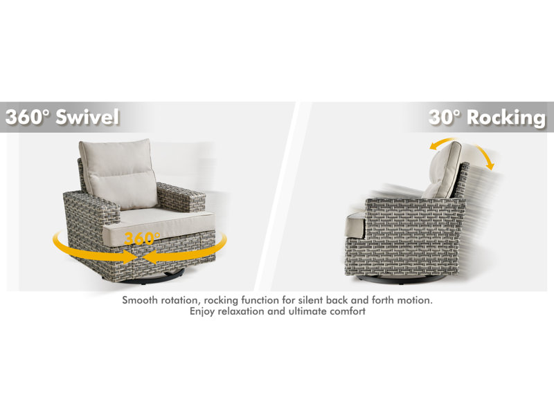 Outdoor Sofa 9-Piece Set With Coffee Table, Deep Size And Thick Cushion, Grey
