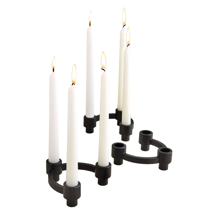 Eos Modular Black Matte Aluminum 5-Piece Tabletop Candelabra