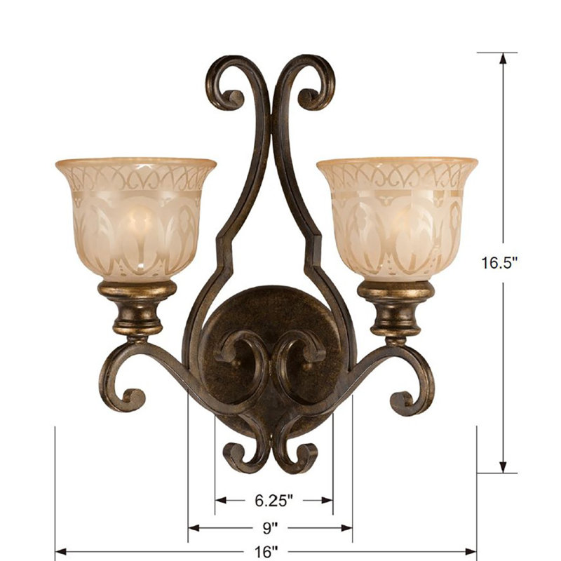 Tusten 2-Light Traditional Wall Sconce