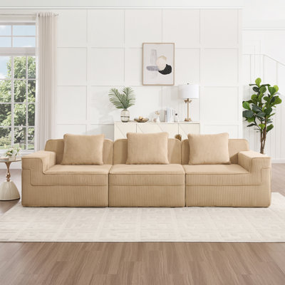 Canapé modulaire Cloud avec tissu velours côtelé moelleux, spacieux et moderne pour 3 personnes