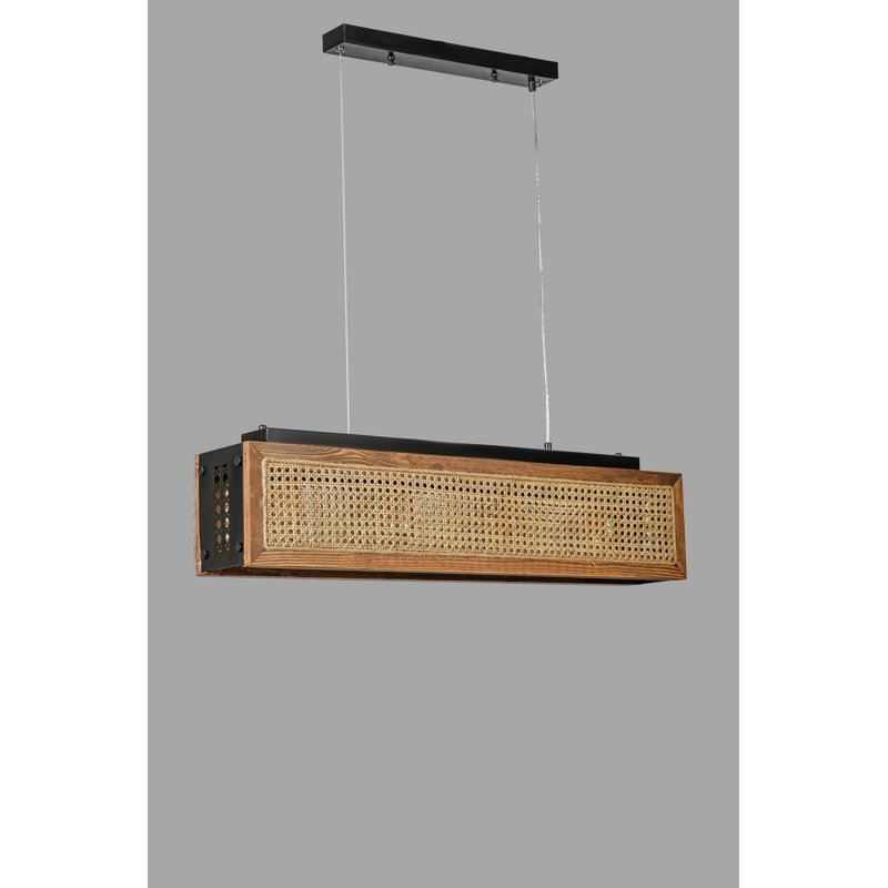 Chandle Chandelier, Walnut/Rattan