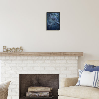 Au-458, Giclée aquatique, dauphins, peinture sous l'eau