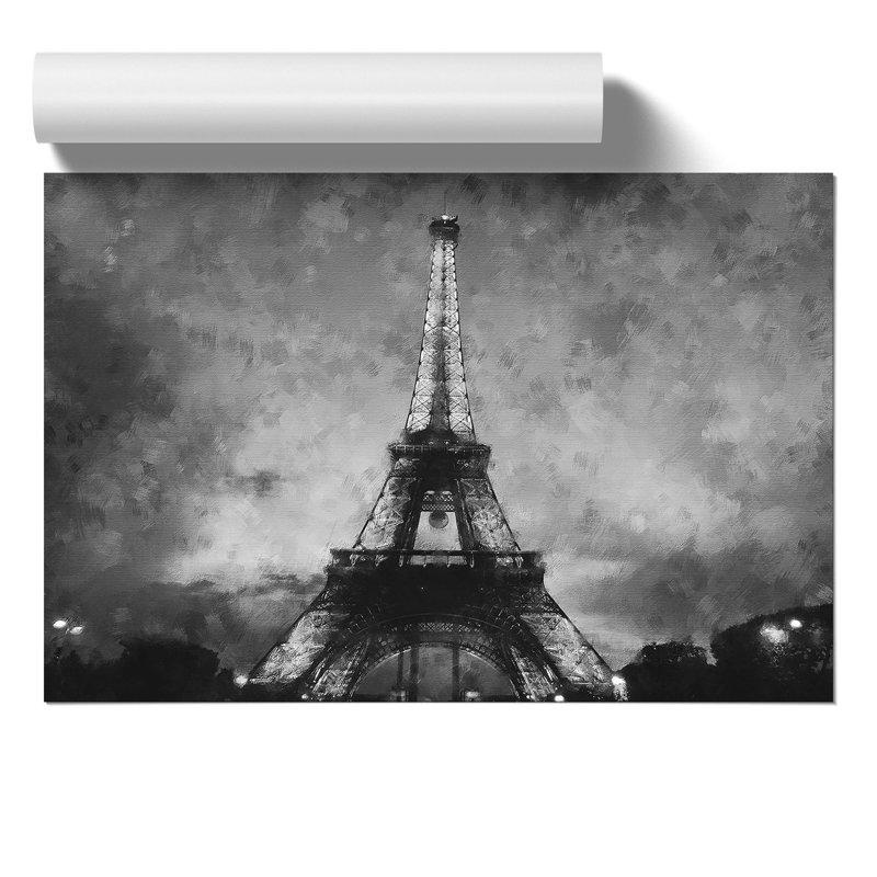 Eiffel Tower Painting - Frameless Print, 30cm H x 42cm W x 0.1cm D