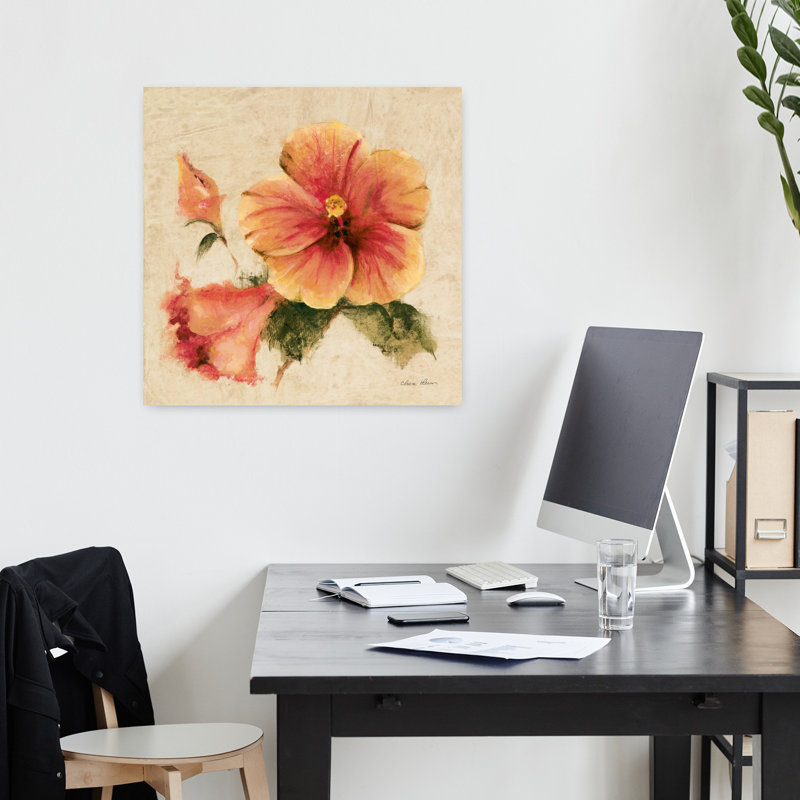 Fleurs tropicales vives I, fleur d'hibiscus, art tropical, H 18 po x l 18 po