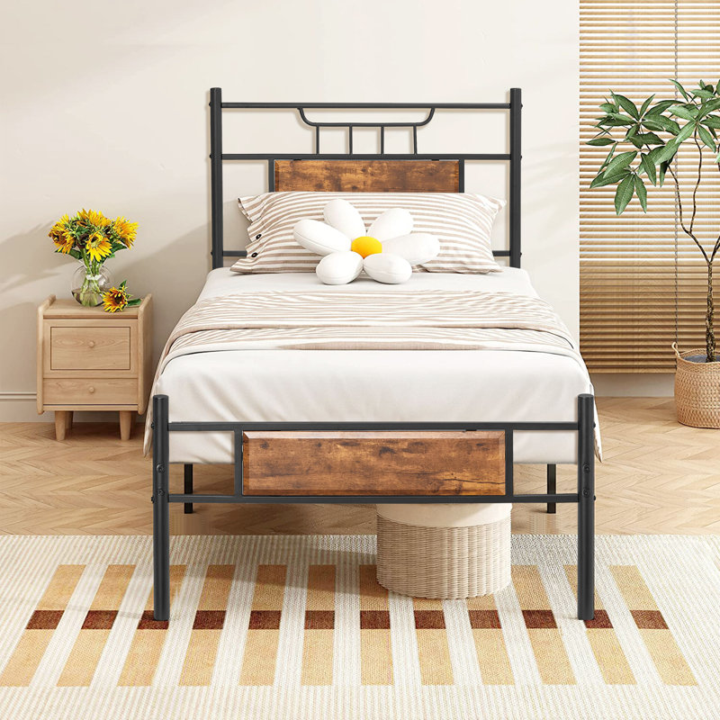 Twin Bed Frame, Single (3'), Rustic Brown