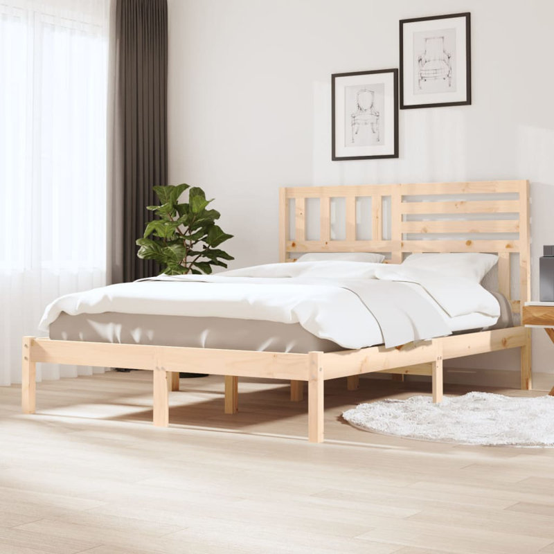 Bed Frame Solid Wood, natural, European Kingsize (160 x 200cm)