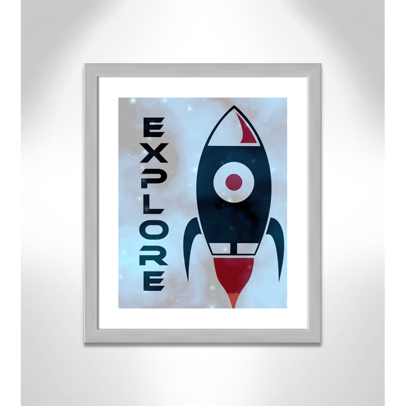 Explorer l’espace, H 26,5 po x l 22,5 po x P 0,63 po, Encadré plat argent