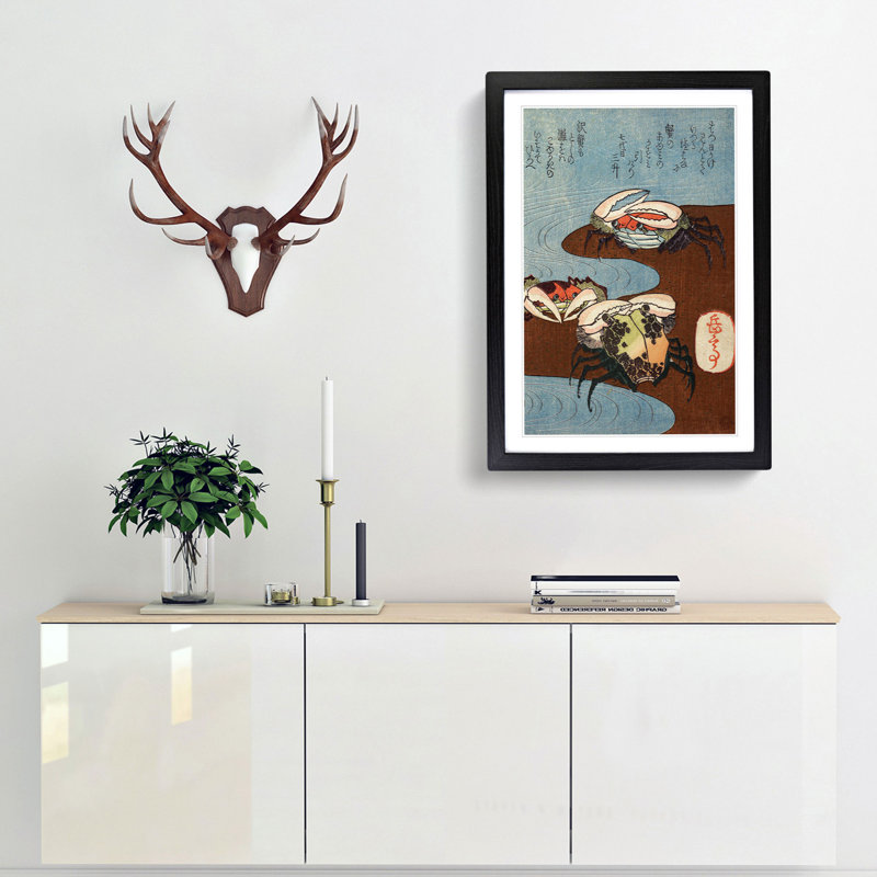 Crabs by the Sea by The Sea - Picture Frame Painting Print, 36cm H x 27cm W x 2cm D, Black Framed
