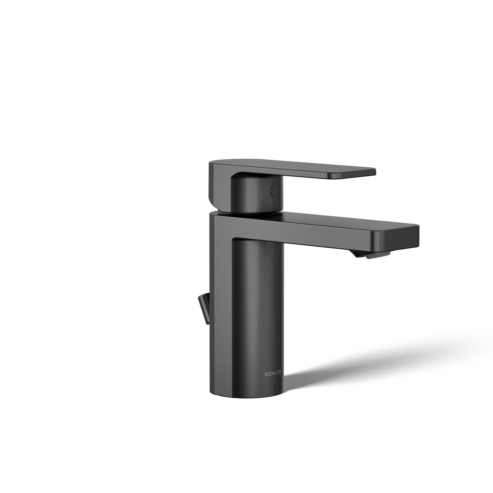 Parallel Single Hole Bathroom Faucet with Drain Assembly, Matte Black