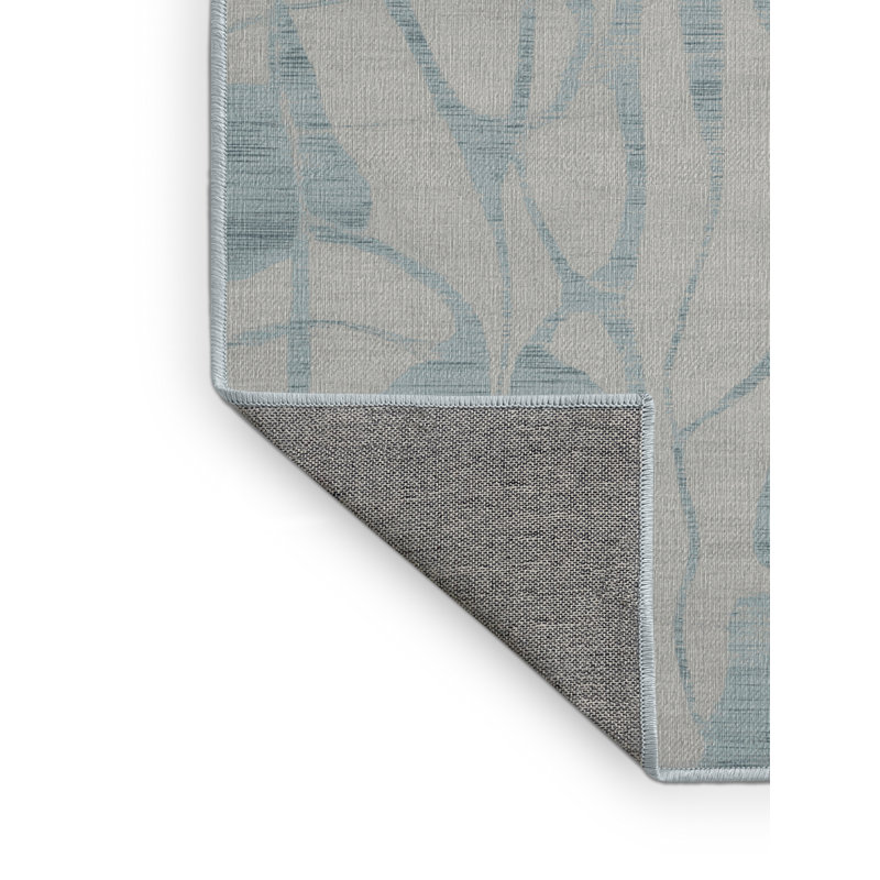 Machine Washable Abstract Blue Area Rug, Rectangle 5' x 7'