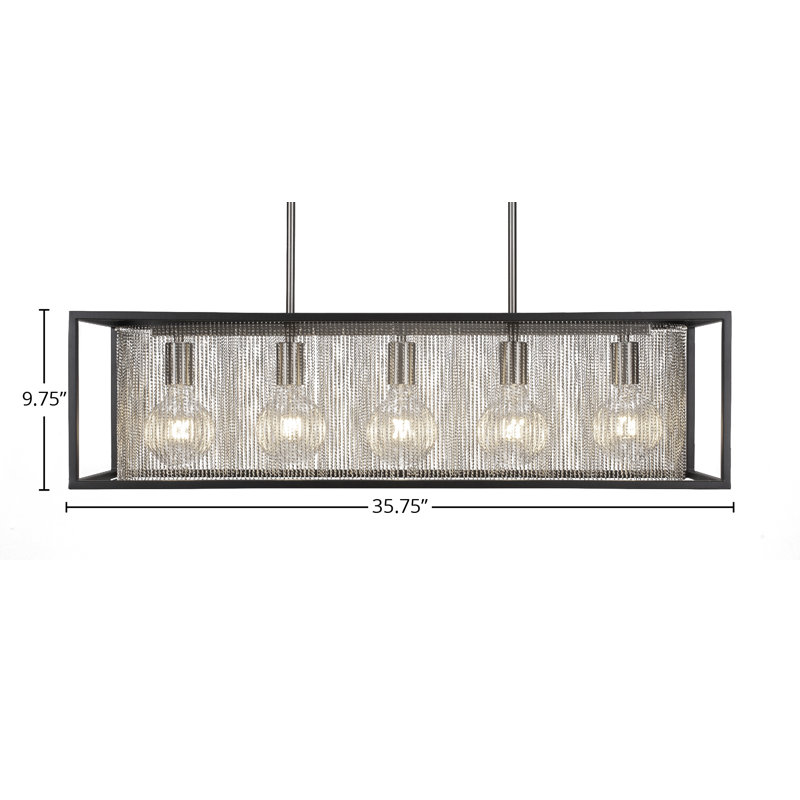 Cadina 5 Light Island Light Shown In Matte Black & Brushed Nickel Finish With 4 Watt LED Bulbs