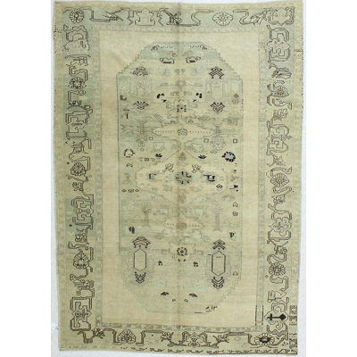 Mangeney One-of-a-Kind 6'3" X 9' Wool Area Rug Ivory/Beige/Black/Gray