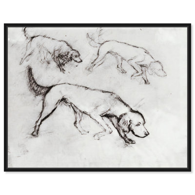 Chiens qui courent sur toile, art rétro par Art Remedy