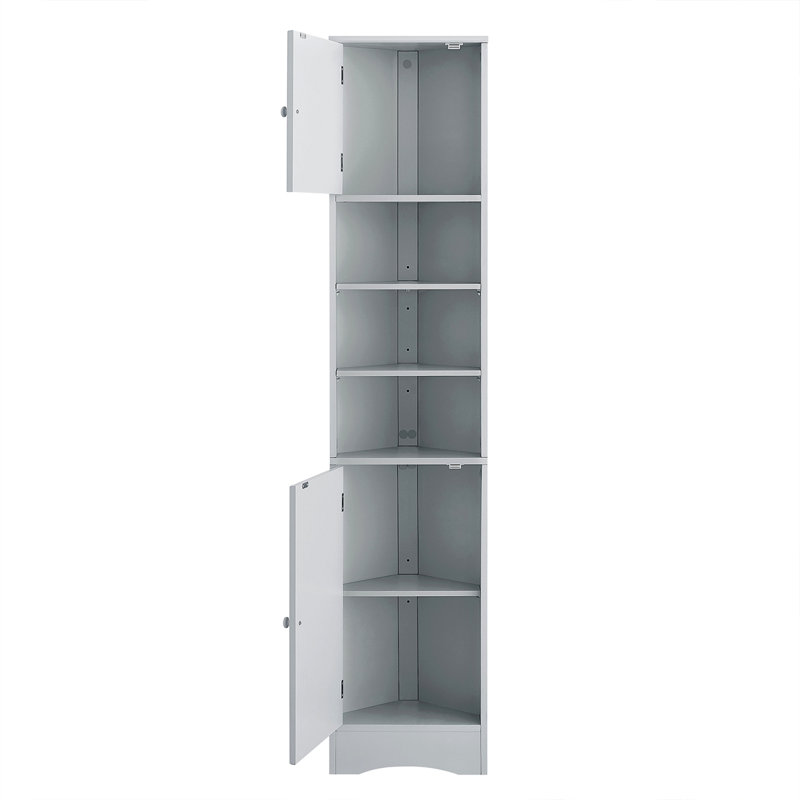 Armoire de rangement multi-fonctionnelle avec deux portes et tablettes réglables, tablette ouverte, Gris