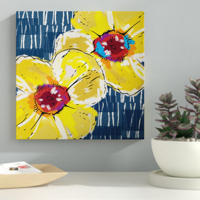 " Yellow Poppies On Blue " by Linda Woods