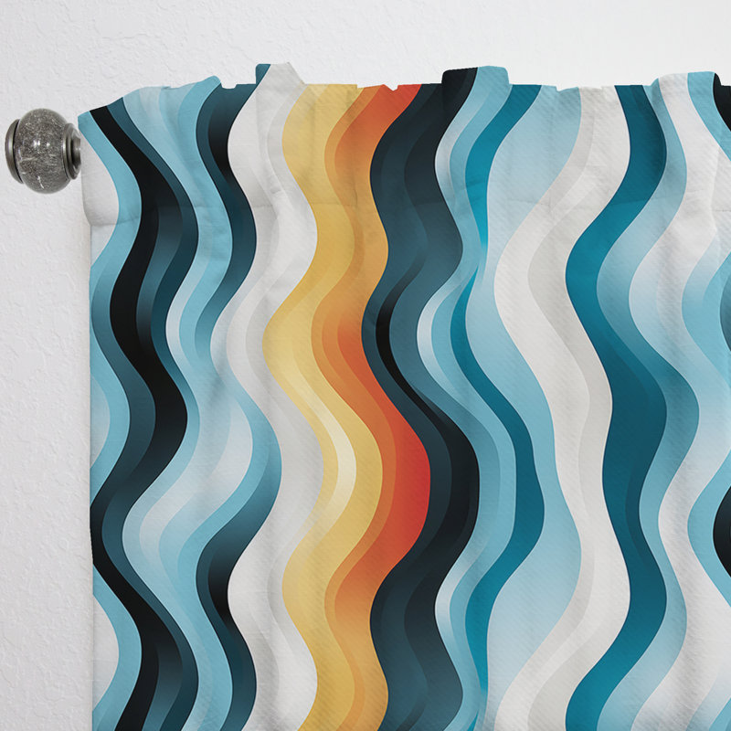 Rideau obscurcissant à rayures bleues et minimalistes - 1 panneau, L 52 po x L 108 po