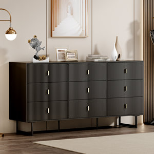 White 9-Drawer Chest Of Drawers For Bedroom,Modern 9 Drawer Triple Dresser With Deep Drawers